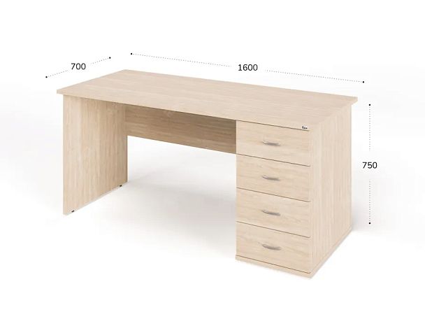 ЛАЙТ / LIGHT RLG008-16x7R Однотумбовый стол 160x70x75 Дуб Сонома - Вид 3