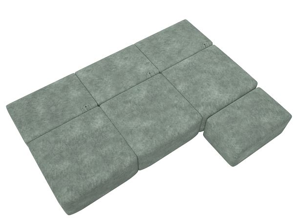 Диван угловой модульный с пуфом Лига-060 НПБ Лонг угол универсальный Велюр зеленый - Вид 9