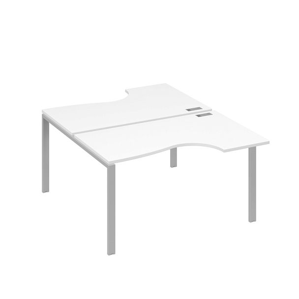 Рабочая станция (2х140) каркас UNO со столами Классика A4 А4 Б1 184 БП белый премиум / металлокаркас серый - Вид 1