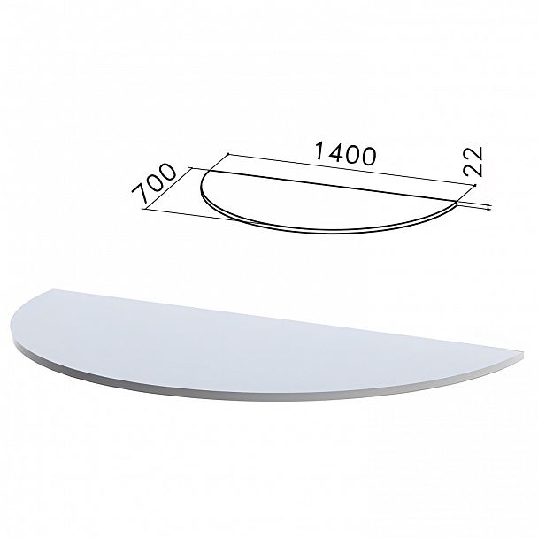 Стол приставной полукруг "Монолит", 1400х700х750 мм, БЕЗ ОПОР (640137), цвет серый, ПМ35.11 - Вид 2