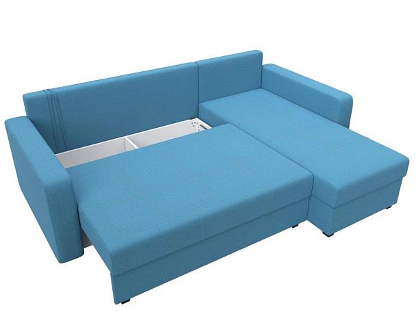 Диван угловой Ливерпуль Лайт правый угол Рогожка голубой - Вид 7