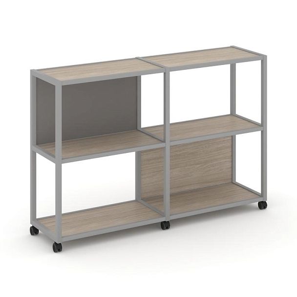 Shelf Mobile Стеллаж 3 уровня 2 секции VR.LT-STK-312.08 Дуб Аттик/Металл Серый/W-11 1570*400*1046 - Вид 1