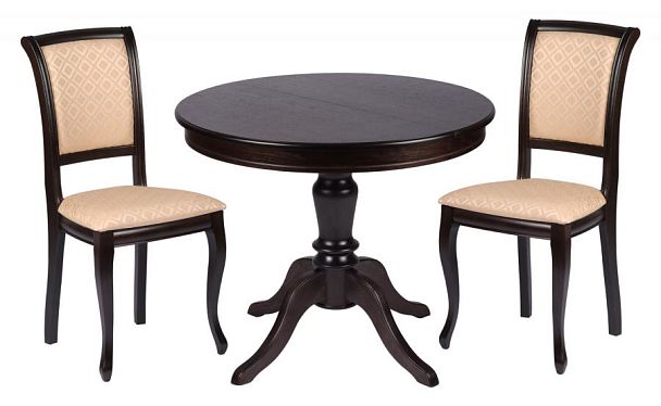 Обеденная группа стол Элат D90(130)х90х76 Венге и 2 стула Арктос Венге/Бежевый жаккард - Вид 1