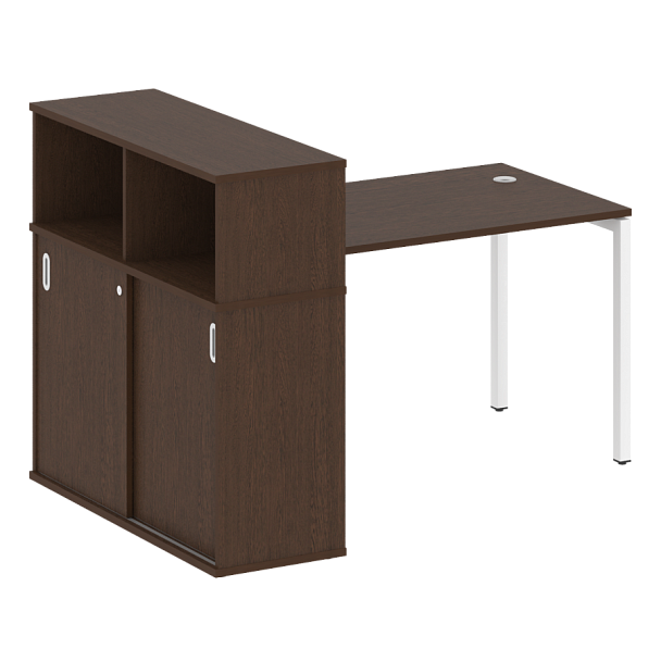 Metal System Quattro Стол письменный с шкафом-купе на П-образном м/к 40БП.РС-СШК-3.2 Т Венге/Белый металл 1610*1120*1098 - Вид 1