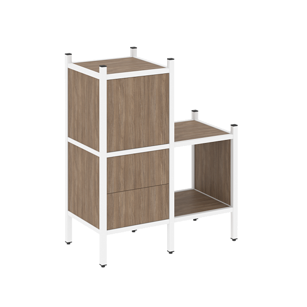 Loft Прямой стеллаж наборный VR.L-11 Дуб аризона/Белый металл 862*446*1047 - Вид 1