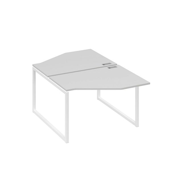 Станция каркас QUATTRO столы (2х120) эргономичные Техно A4 А4 Б4 186 БП серый / металлокаркас белый - Вид 1