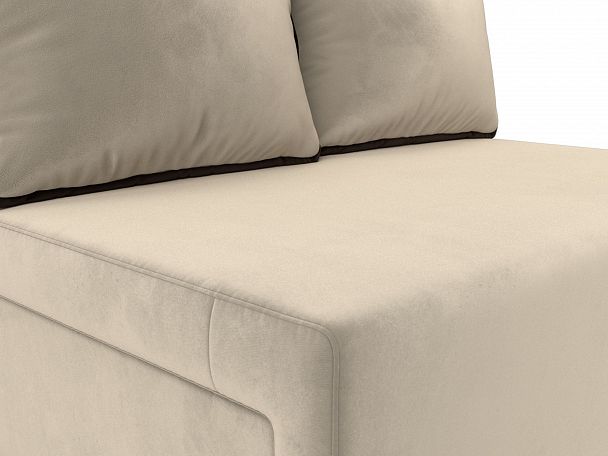 Диван прямой Лагуна (полностью микровельвет беж, кант микровельвет кор) - Вид 4
