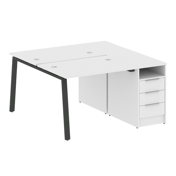 Metal System Р. ст. с тумбой на А-образном м/к БА.РС-СТП-2.1 Белый/Антрацит металл 1412*1475*750 - Вид 1