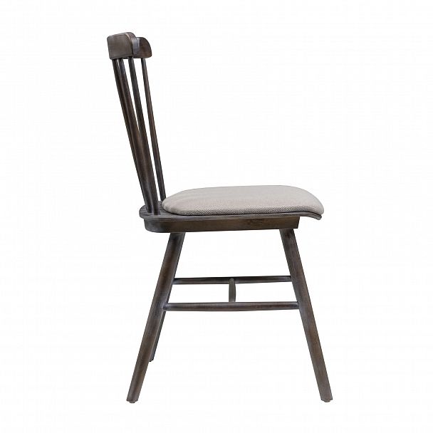 Стул Такер старинный орех с белой патиной с подушкой рогожка Ametist  bravo white - Вид 3