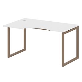 Metal System Quattro Стол криволинейный левый на О-образном м/к 40БО.СА-2 (L) Белый/Мокко металл 1400*900*750 - Фото предпросмотра