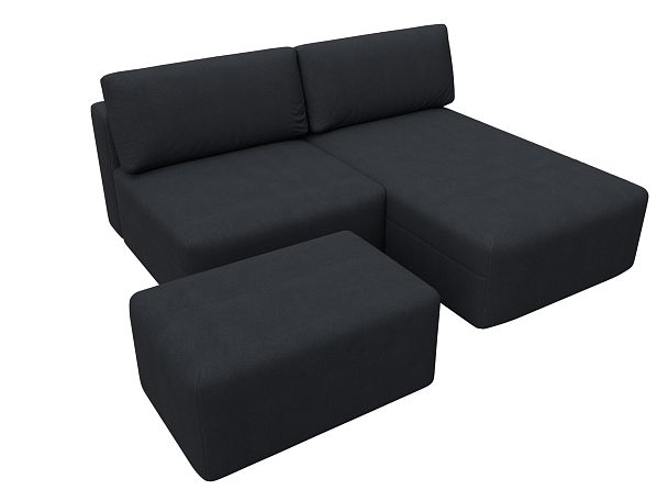 Диван угловой модульный с пуфом Лига-060 НПБ угол универсальный Искусственная замша серый - Вид 6