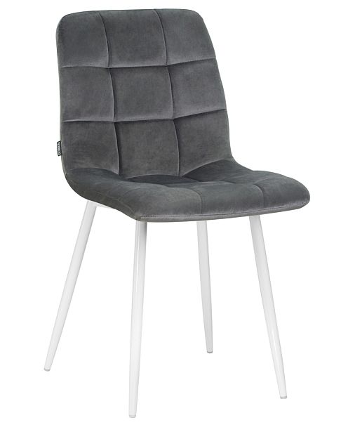 Стул обеденный DOBRIN ALEX (белые ножки, темно-серый велюр V108-91) - Вид 1