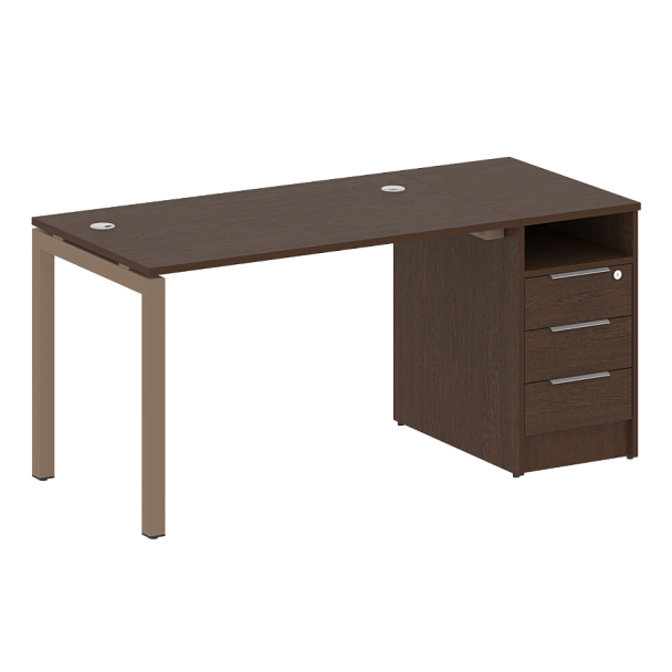 Metal System Quattro Р. ст. с тумбой на П-образном м/к 50БП.РС-СТП-1.2 Венге/Мокко металл 1612*720*750 - Вид 1