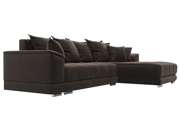 Угловой диван НордСтар правый угол Велюр коричневый - Вид 4