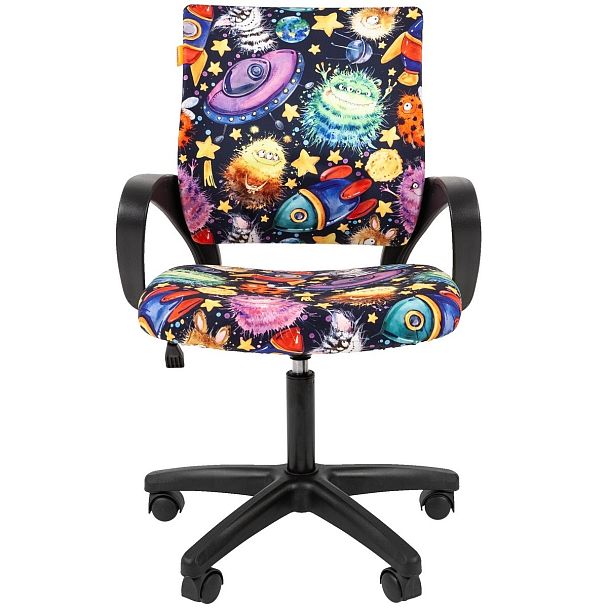 Кресло CHAIRMAN KIDS 103 LT, пластик черный, ткань велюр, принт НЛО - Вид 2