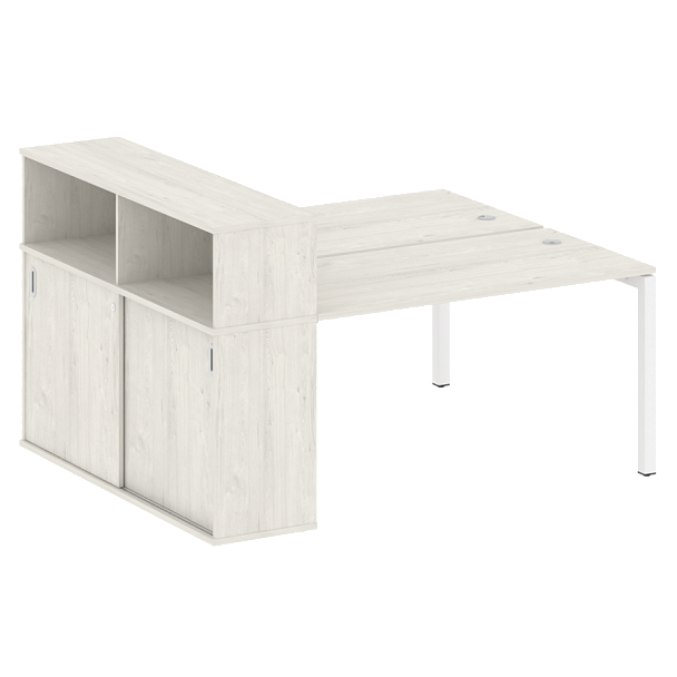 Metal System Quattro Р. ст. с шкафом-купе на П-образном м/к 50БП.РС-СШК-2.3 Т Дуб наварра/Белый металл 1810*1475*1098 - Вид 1