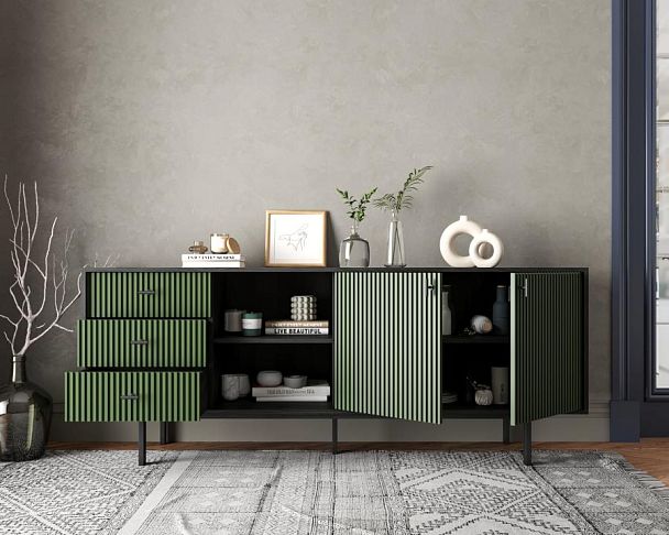 Комод с дверками и нишей Emerson арт EM15/green/L - Вид 2