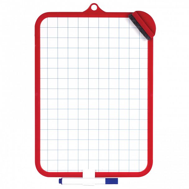 Доска для рисования двусторонняя с маркером и губкой 185х260 мм, клетка, подвес, ПИФАГОР, 236897 - Вид 3