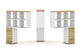 Concept Надставка высокая CN.DNV-008 Дуб Винченцо/Белый Бриллиант/Металл Белый 1099*350*1486 - Фото предпросмотра