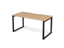 MATRIX 121S102-О Стол прямой, пров-ик вырезной (O-опоры) 1580х780х775 Швейцарский вяз/Темно-серый - Фото предпросмотра