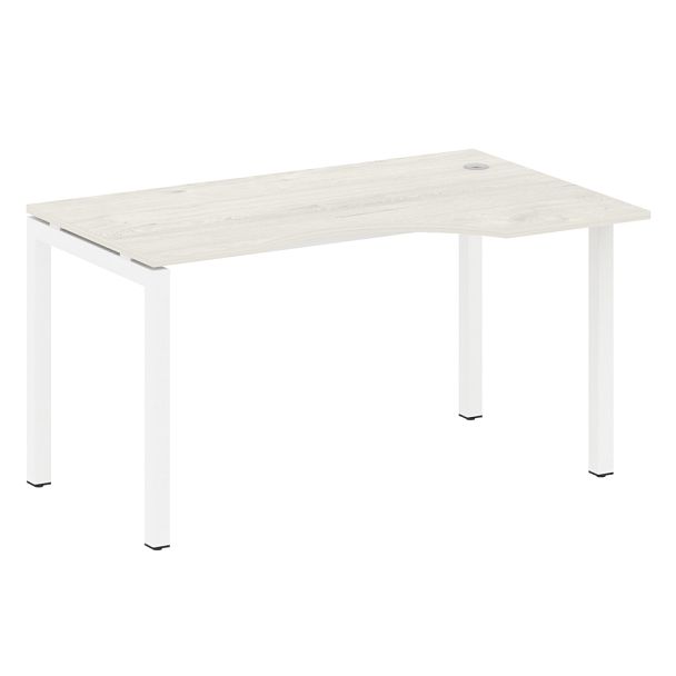 Metal System Quattro Стол криволинейный правый на П-образном м/к 50БП.СА-2 (R) Дуб наварра/Белый металл 1400*900*750 - Вид 1