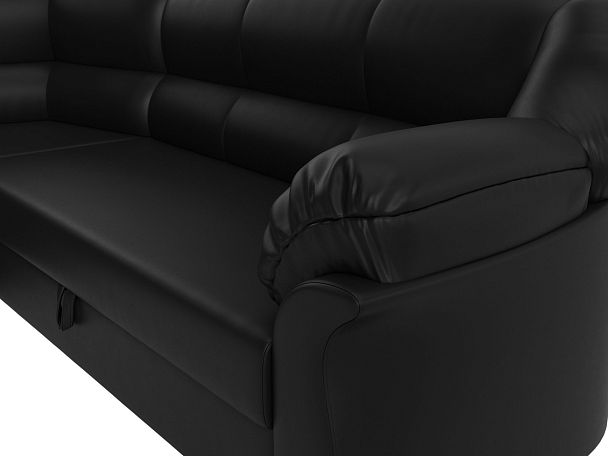Диван угловой Карнелла левый (полностью экокожа черная) - Вид 4