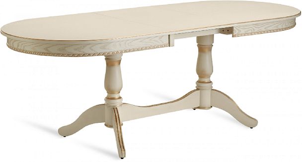 Стол деревянный раздвижной Барэнт 170(220)х90х76 Слоновая кость с золотой патиной - Вид 4