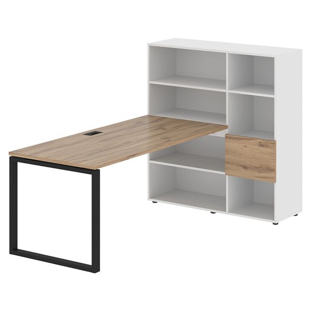 Стол-стеллаж EQRST 1217 Дуб Денвер светлый/Черный/Белый 2190х1250х1355 EDIS - Вид 1