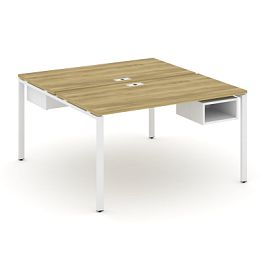Concept Рабочая станция 2 сторонняя с подвесными тумбами на 2 места CN.DRS-103 Дуб Винченцо/Белый Бриллиант/Металл Белый 1380*1480*750 - Фото предпросмотра