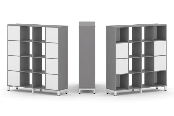 Стайл Проджект Набор стеллажа одностороннего, 4 яруса SN.NS-441 Серый Пепел/Белый/Металл Белый 1488* - Вид 1