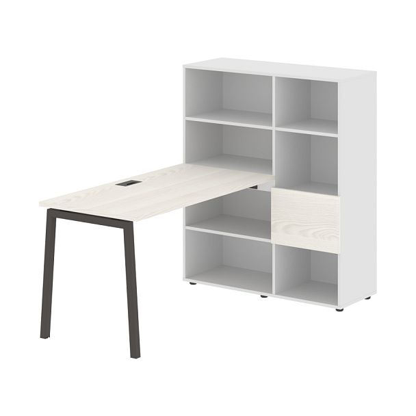 Стол-стеллаж ELRST 1113 Ясень Траун/Мокко/Белый 1790х1120х1355 EDIS - Вид 1