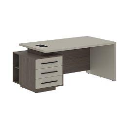 Стол руководителя с тумбой VCT 1890(L) Аметист/Черный матовый/Дуб Сильвер 1800х900х750 VELION - Фото предпросмотра