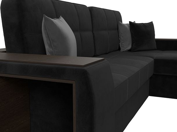 Угловой диван Брюссель правый (полностью велюр черный) - Вид 4