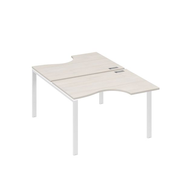 Рабочая станция столы (2х120) эргономичные "Классика" опоры UNO A4 А4 Б1 183 БП дуб / металлокаркас белый - Вид 1