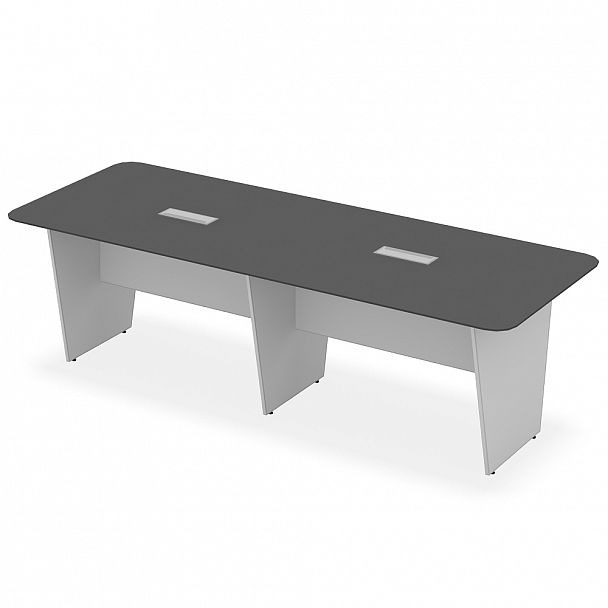 Столя для переговоров "Столы для переговоров" ПК-МИН-СТГ265Х100МП/Д/18/1-В1-985 вольфрам серый+белый - Вид 1
