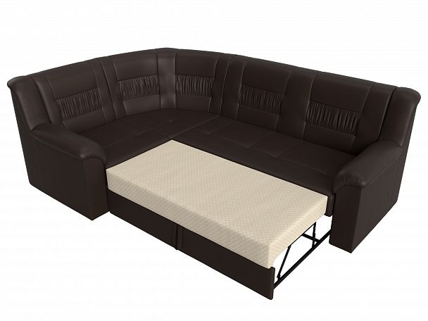 Угловой диван Карелия левый угол (полностью экокожа коричневая) - Вид 6
