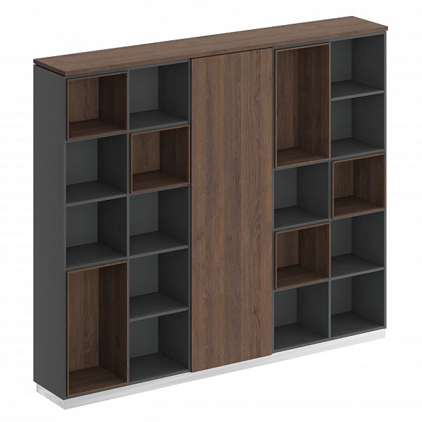 Шкаф открытый City СИ 304 дуб гладстоун / антрацит премиум / дуб гладстоун - Вид 1