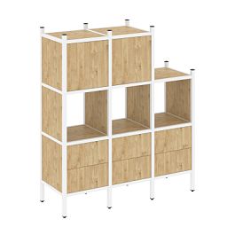 Loft Прямой стеллаж наборный VR.L-15 Тиквуд светлый/Белый металл 1278*446*1458 - Фото предпросмотра