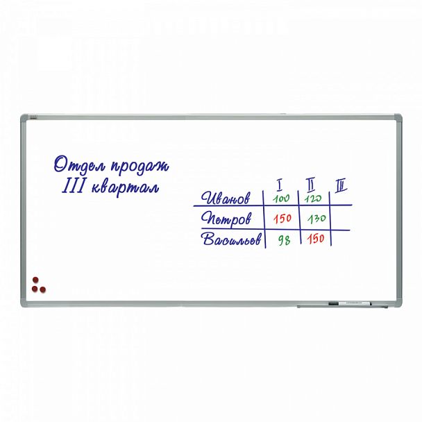 Доска магнитно-маркерная 120х240 см, алюминиевая рамка, лаковое покрытие, 2х3 (Польша), TSA1224 - Вид 1