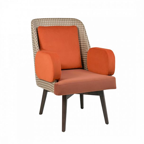 Кресло Ретро, сиденье Velutto 55, спинка Труссарди 37/1, подлокотники Velutto 33, ножки венге - Вид 1