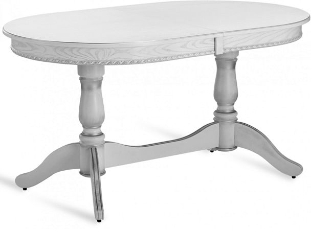 Стол деревянный раздвижной Барэнт 150(190)х90х76 Белый с серебряной патиной - Вид 1