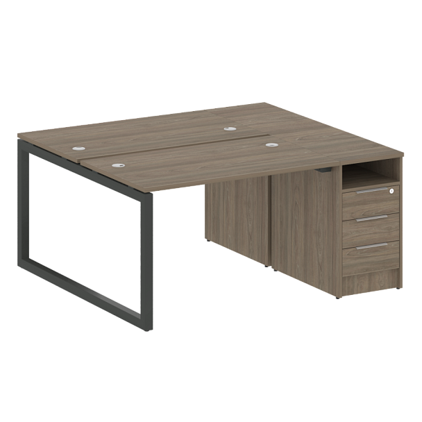 Metal System Quattro Р. ст. с тумбой на О-образном м/к 50БО.РС-СТП-2.2 Вяз/Антрацит металл 1612*1475*750 - Вид 1