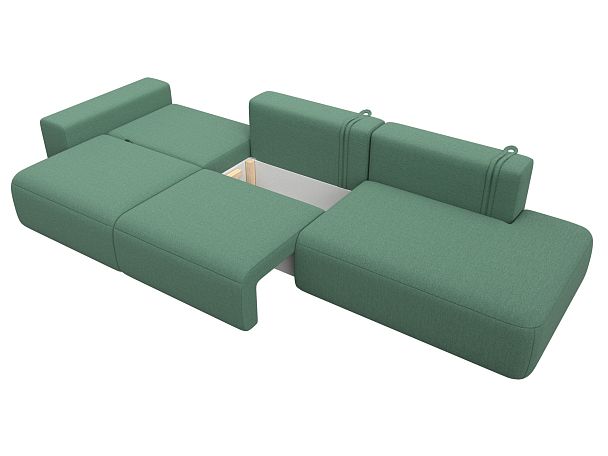 Диван прямой Лига-036 НПБ Модерн Лонг подлокотник слева Рогожка зеленый - Вид 8
