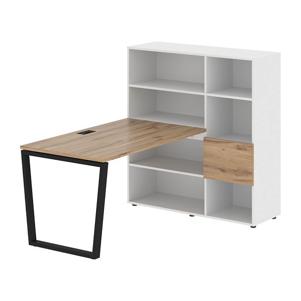 Стол-стеллаж EVRST 1213 Дуб Денвер светлый/Черный/Белый 1790х1250х1355 EDIS - Вид 1