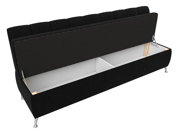 Кухонный прямой диван Кантри (полностью микровельвет черный) - Вид 6