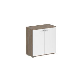 Шкаф низкий 800х400х825, 2-х дв., з.ст HDF / корпус: дуб темный; фасады: белый Сигма / Sigma - Фото предпросмотра