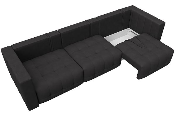 Диван прямой Лига-052 НПБ Лонг Замша коричневый - Вид 7