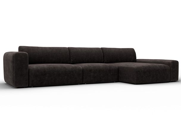 Диван угловой Лига-066 НПБ Лонг угол правый Велюр коричневый - Вид 1