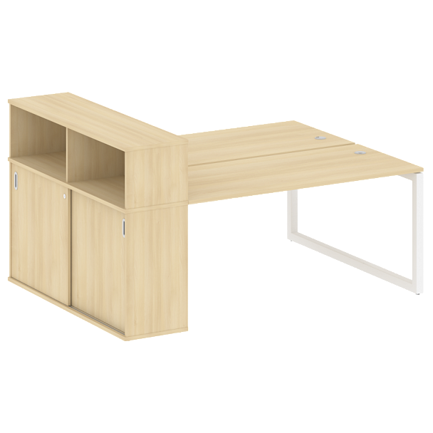 Metal System Quattro Р. ст. с шкафом-купе на О-образном м/к 50БО.РС-СШК-2.4 Т Акация/Белый металл 2010*1475*1098 - Вид 1