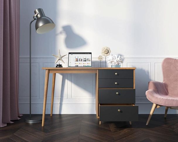 Стол рабочий Berber принт 33 с одной тумбой арт BB31/Print_33 - Вид 2